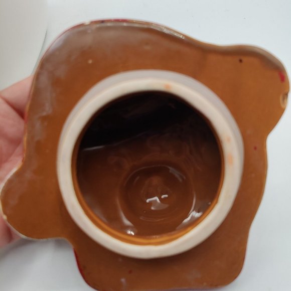 Vtg Christmas Teddy Bear Cookie Jar Ceramic 1987 Taiwan Himark Santa Hat - Picture 6 of 15